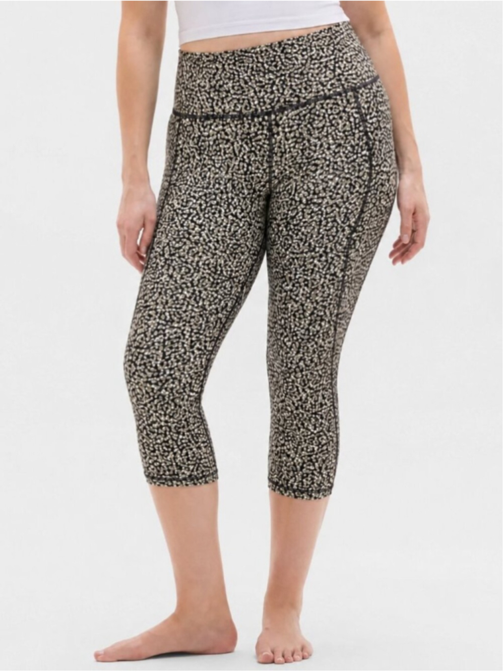 ATHLETA Salutation Stash High Rise 23" Leggings Tan Black Gravel Large Pockets